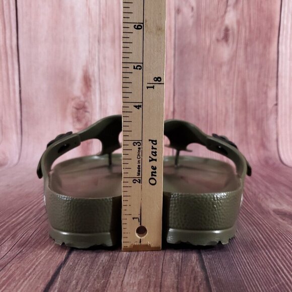 *READ* Birkenstock Mens 45 US 12 Gizeh Essentials Eva Khaki Flip Flops Sandals - Picture 11 of 13